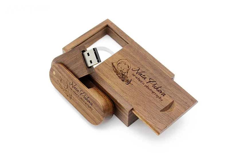 JASTER USB 3,0 с логотипом на заказ вращающийся деревянный usb+ коробка USB флэш-накопитель 8 Гб 16 г 32 Гб карта памяти фотография свадебный подарок