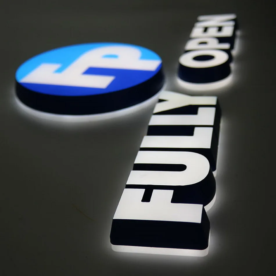 3D двухсторонний освещенный Водонепроницаемый светодиодный знак логотип компании дизайн led письмо