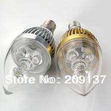 10 шт./лот E12 E14 9 Вт Dimmable свечи, лампочки лампа светильник 85 В-265 В золото и серебро