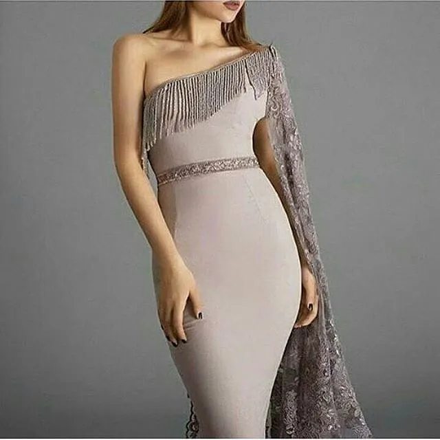 evening dress with tassels
