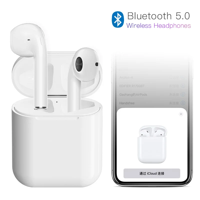 TWS с Pop up 5,0 Беспроводная bluetooth-гарнитура для iPhone всех смартфонов с зарядным устройством 3D стерео Спортивные Беспроводные наушники