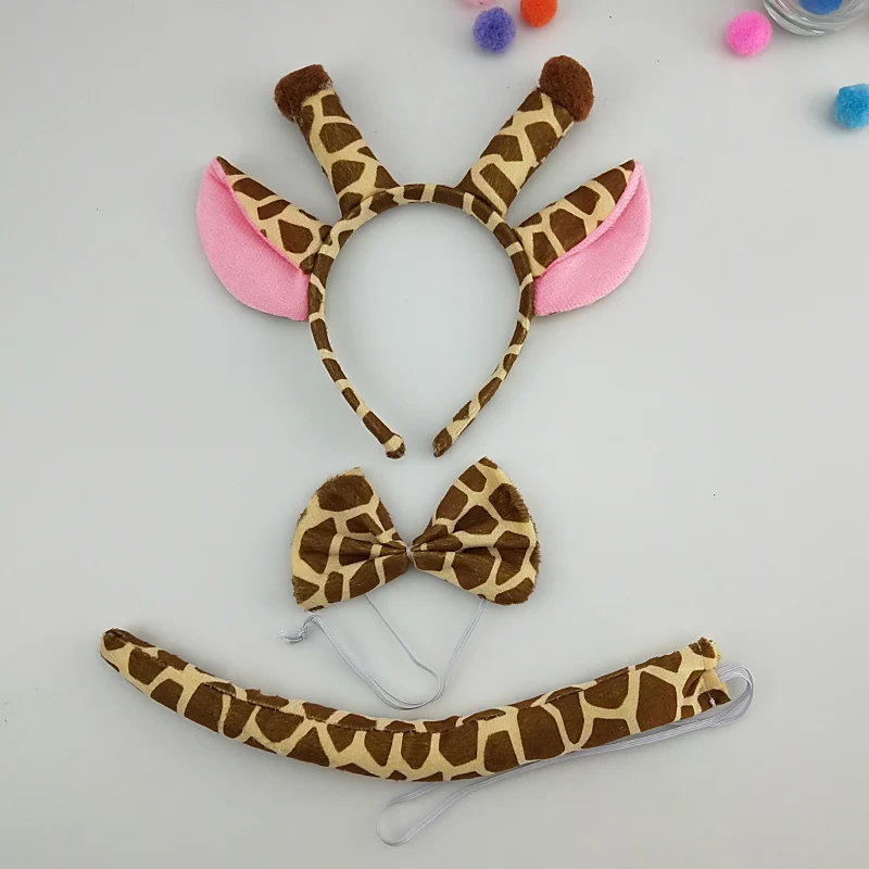 

Giraffe Animal Tail Ear Headband Bow Tie Tail Party Fancy Dress Cosplay Costume Accessories For Children Performance Props
