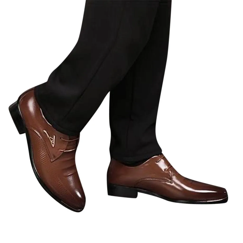 Модная мужская обувь в деловом стиле; кожаная обувь; повседневная обувь с острым носком и шнуровкой; мужская кожаная модная обувь; 30