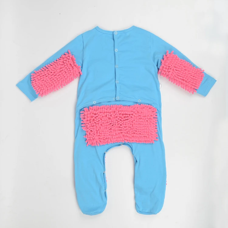 Hot Baby Mop Romper Outfit Unisex Boy Girl Polishes Floors Cleaning Mop Suit Autumn Winter Kids Crawls Toddler Swob Jumpsuit bright baby bodysuits