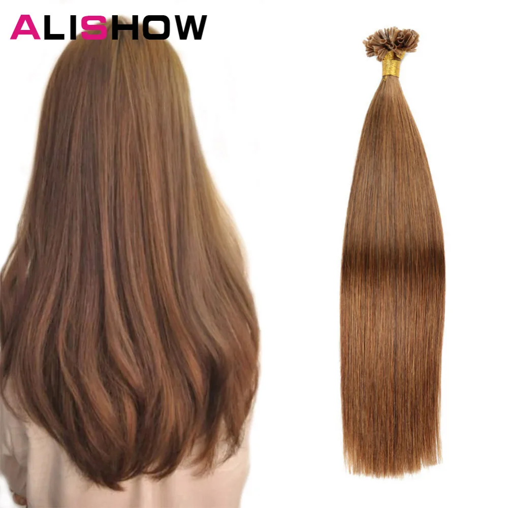 Alishow fusion Наращивание волос 1 г/пряди волосы remy Предварительно скрепленные Кератин