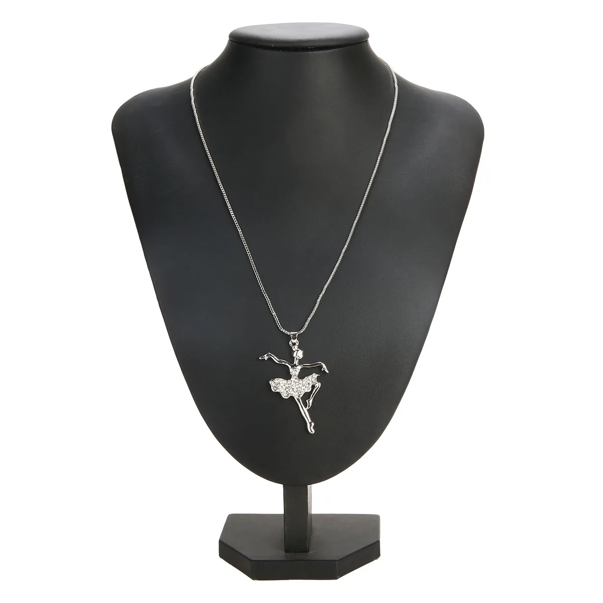 Chic Ballet Dancer Girl Long Chain Necklace For Women Crystal Pendant Necklace Charming Fashion Jewelry Birthday Gift for Girls