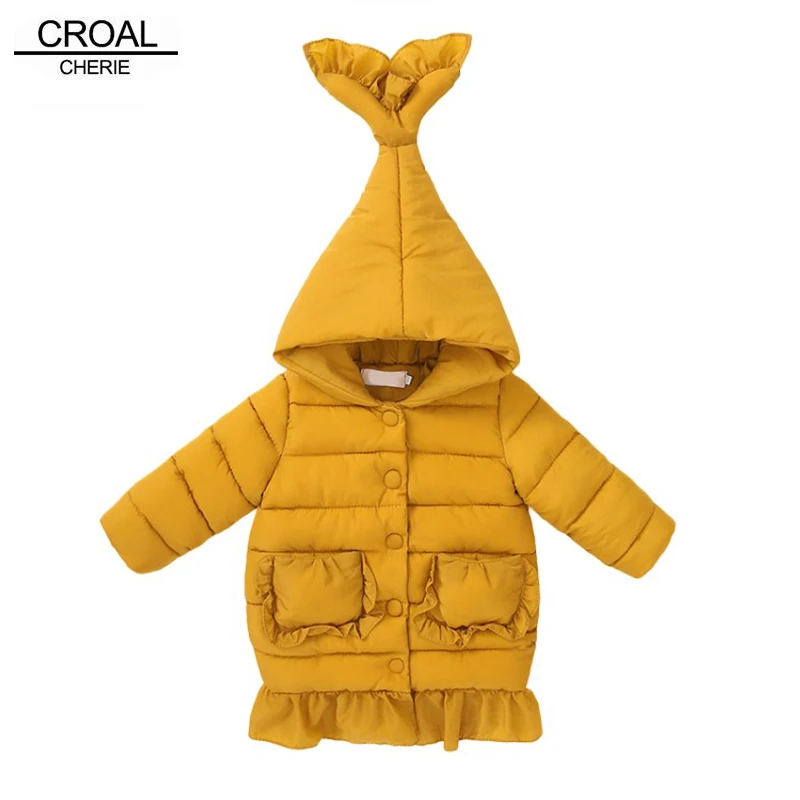 

CROAL CHERIE 80-130cm Mermaid Costume Ruffles Winter Jackets For Teenage Girls Thicken Cotton Girl Winter Coat Outerwear
