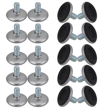 

30MM Round Base M8 x 15mm ThreadAdjustable Furniture Levelling Feet Table Leg Pad Black Pack of 20