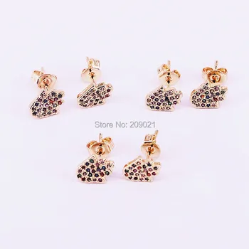

10Pairs New Trendy Women or Girl Gold Color Colorful CZ Hamsa Hand Stud Earrings Jewelry Gift