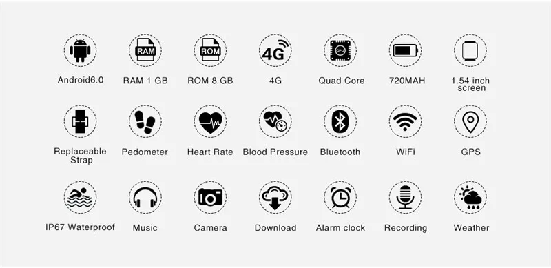 2018 Новый смарт часы 4 г Android 6,0 с MTK6737 4 ядра Smartwatch монитор сердечного ритма 1 ГБ Оперативная память 8 ГБ встроенная память Смарт-часы