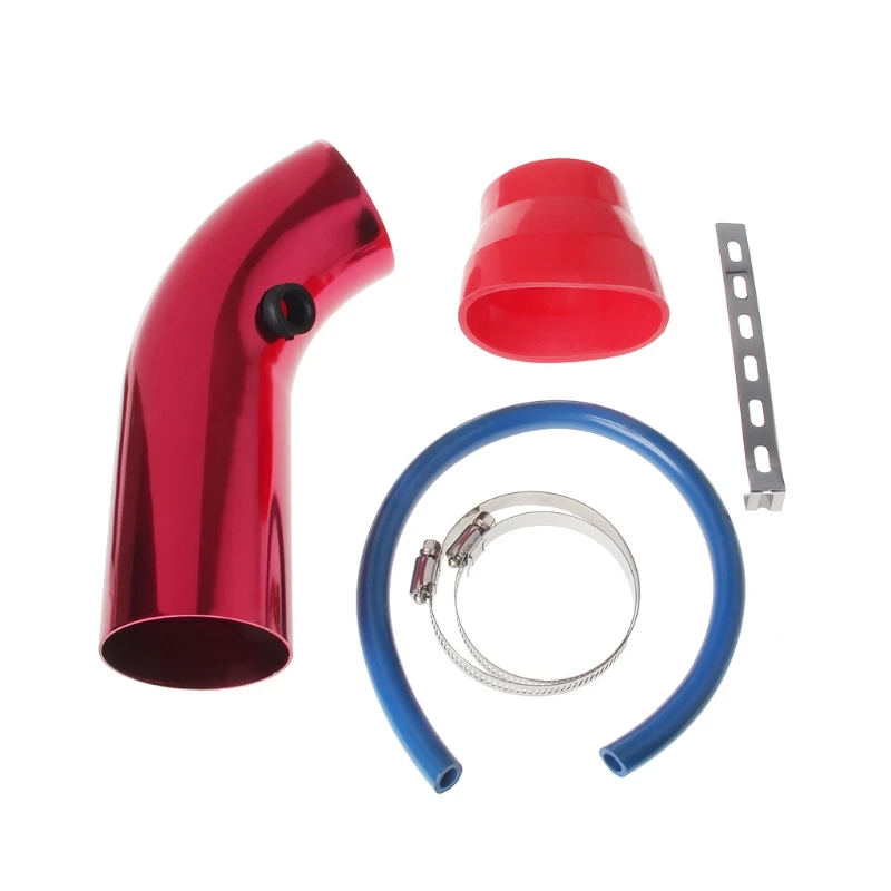 Universal 76mm 3" Car Cold Red Air Intake Induction Pipe Kit Filter