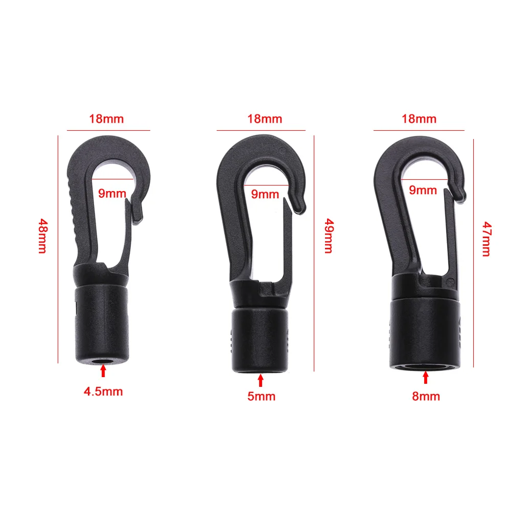 5Pcs Plastic Bungee Shock Tie Cord Ends Rope Buckles Safe Lock Kayak Fishing Canoe Clothesline Hooks POM Snap Hook Clip — view 6