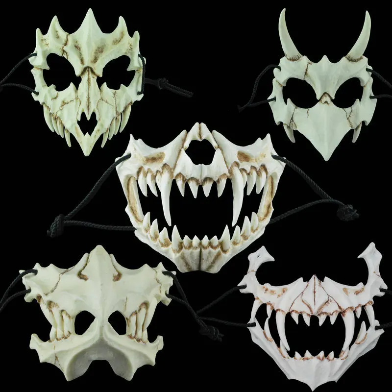 Новая маска японского дракона, Экологически чистая и натуральная смола, маска для животных, Вечерние Маски для косплея, маски для животных, ручная работа, 5 видов