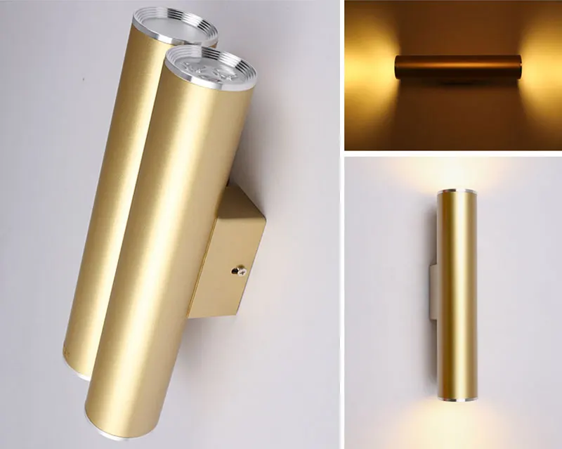 Northern Europe Wall Light Gold Tube Design Wall Lights LED Creative Gold Wall Lamp Loft Bedroom Corridor Bar Coffee Shop Light (2)