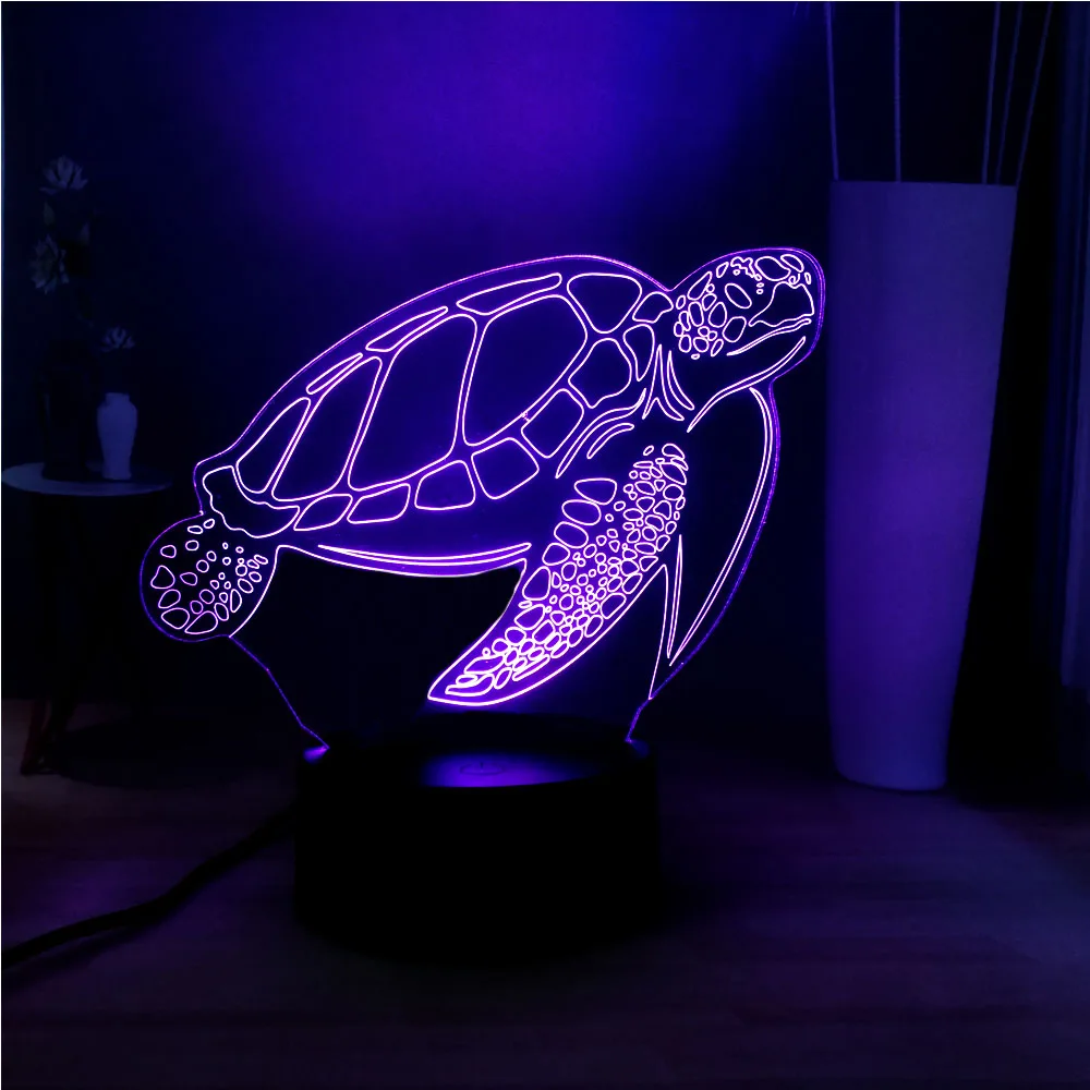 Милая Новая морская черепаха светодиодный светодиодная акриловая панель иллюзия RGB домашняя прикроватная USB пульт дистанционного