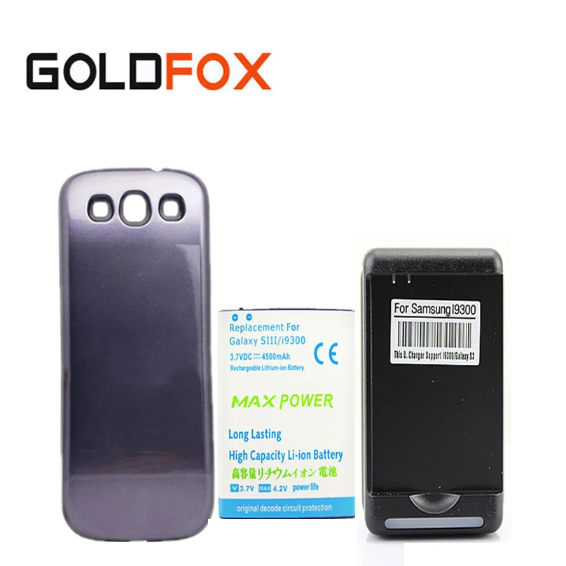 

For Galaxy S3 Phone 4500mAh Extended Phone Battery + Blue Cover Case + USB Wall Charger For Samsung Galaxy S3 i9300 i747 i535
