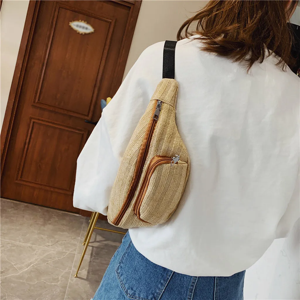 

Waist Bag Female Belt New Brand Fashion Weaving Rattan bag Chest Handbag Unisex Fanny Pack Ladies Waist Pack Belly Bags Purse