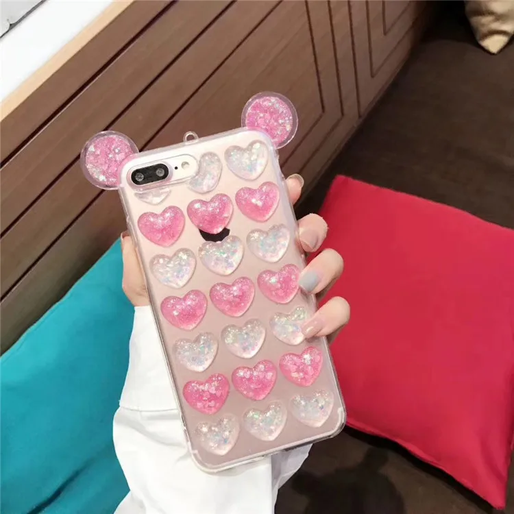 New Cartoon 3D DIY Phone Case For iphone 6 6s 7 8 plus X Mouse Ear Soft TPU Back Cover Casing |
