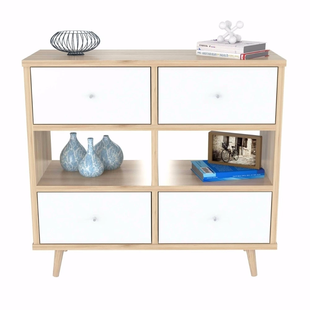 Inval America Scandia COM-5128 Maple Double Dresser and  Bureau