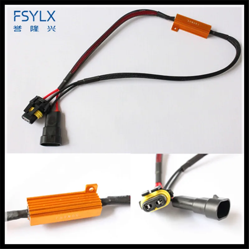 

FSYLX 9006 9005 H11 H9 H8 H7 H1 H3 Car LED Warning Canceller cable for HB4 9006 LED fog lamps Canbus Load Resistor harness 50W