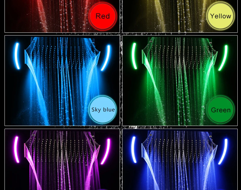 Bathroom Shower Set Accessories Faucet Panel Tap Thermostatic Mixer LED Ceiling Rainfall Shower jet System Led Mist Rain Shower (3)