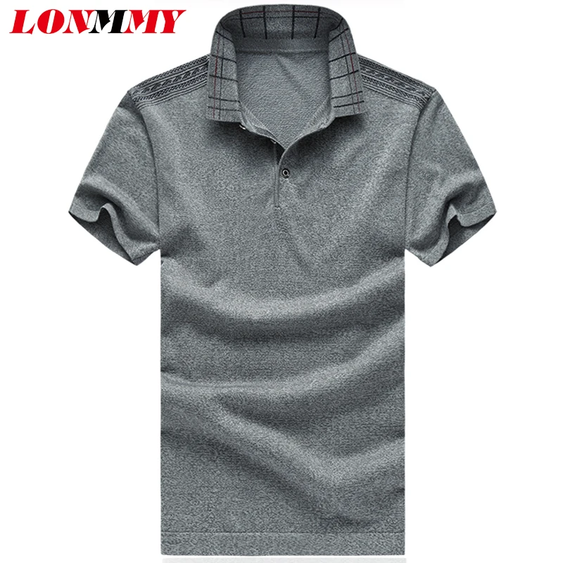 

LONMMY Plus size 6XL Polo shirt men Short sleeved natural silk Casual Fashion men clothes Polo shirts men Red Gray 2018 Summer