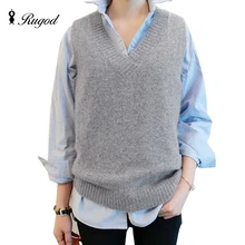 Жилет с v-образным вырезом, вязаные свитера, женские модные осенне-зимние пуловеры без рукавов, Женские однотонные пуловеры, трикотаж, Vesten Dames