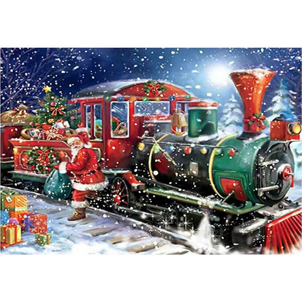 

40*30cm 5D DIY Diamond Painting Christmas Full Square Rhinestone Diamond Mosaic Santa Claus Train Diamond Embroidery Cartoon