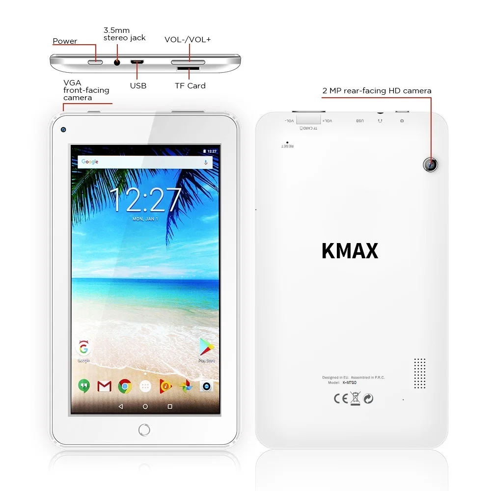 KMAX 7 дюймов usb wifi android 7,0 планшетный ПК четырехъядерный full hd Ips 8 Гб rom gps bluetooth дешевый мини-планшет PC Дети 8 9 10,1 M7GO