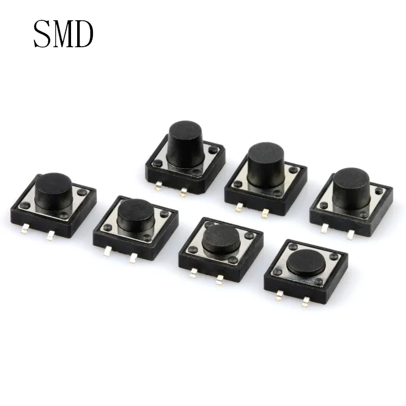 500pcs/lot Mini Micro Momentary Tactile Push Button Switch 12*12*4.3/5/6/7/8/9/10/11/12/13/14-15 4pin ON/OFF keys button SMD |