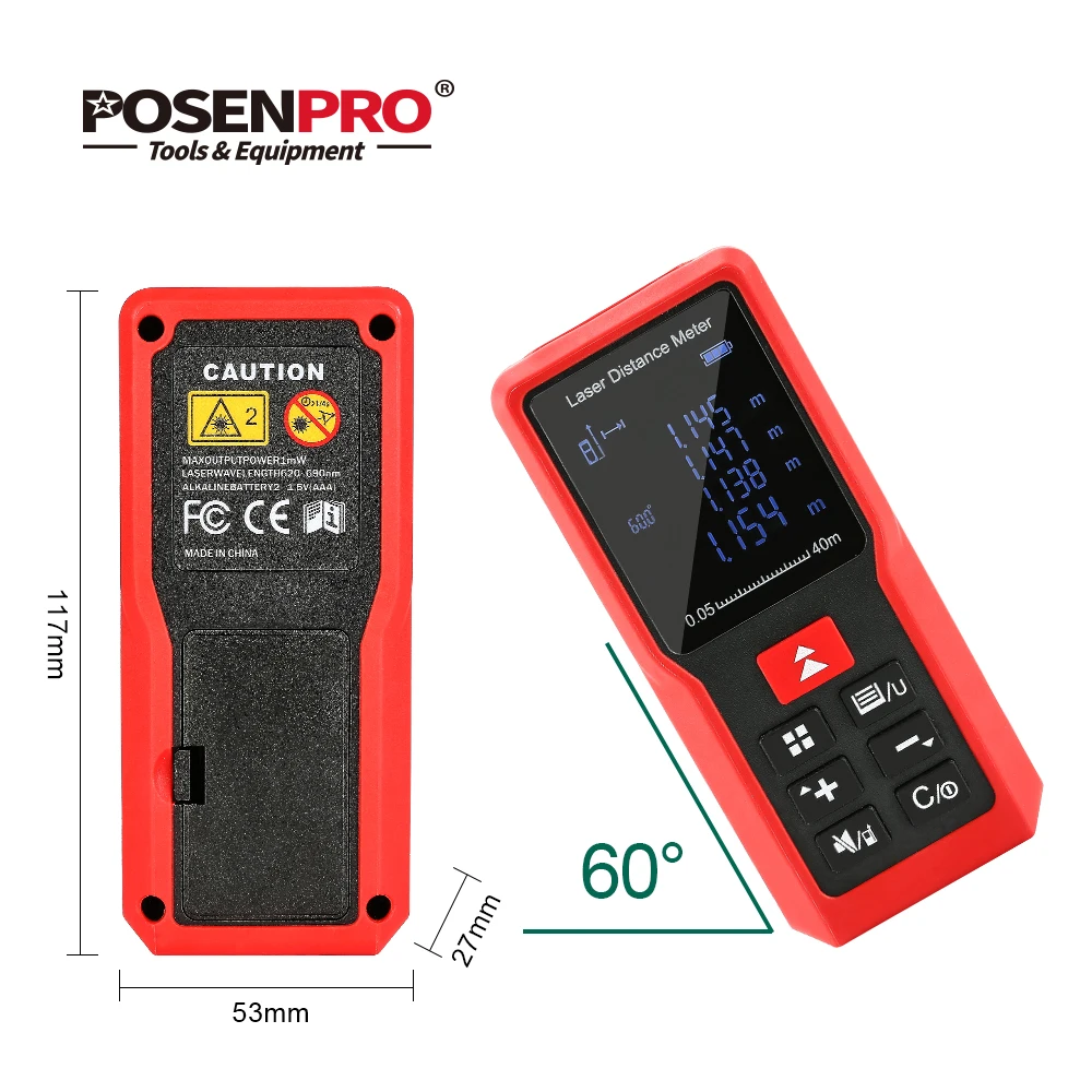 Лазерный дальномер POSENPRO 40m 60m 100m портативный дальномер|Лазерные дальномеры| |
