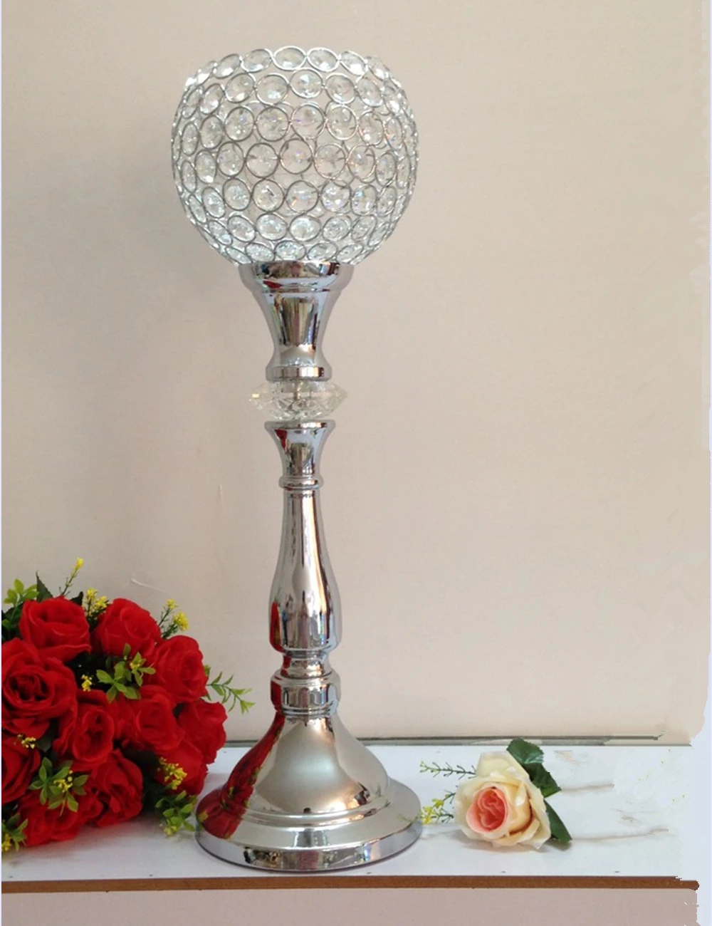 Classic silver finish wedding candle holder event or party candle stand