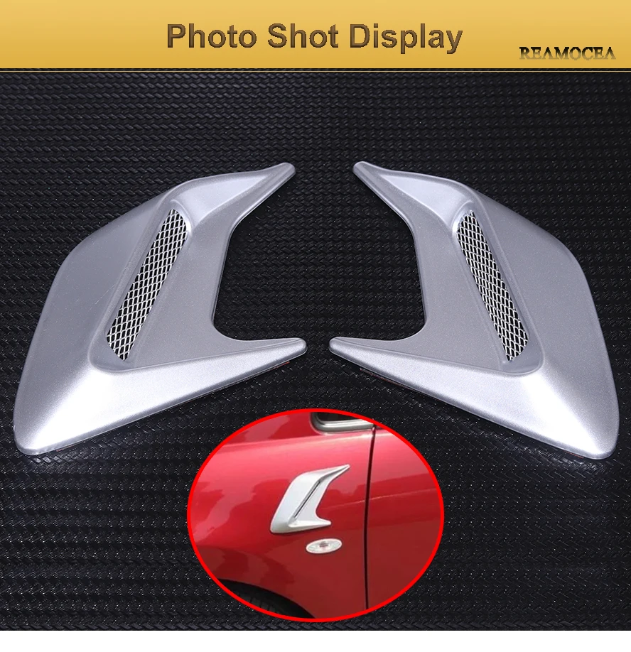 Reamocea 2Pcs Silver Car Side Air Vent Fender Cover Hole Intake Duct Flow Grille Decoration Sticker For VW Audi BMW Honda Benz (7)