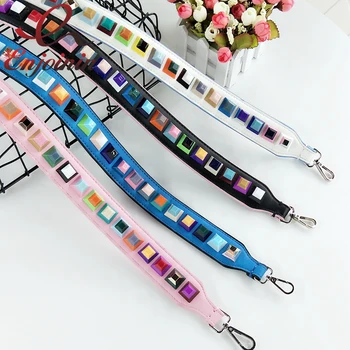 

High quality 4 colors pu leather color rivets ladies handbags shoulder strap belt bag accessories bag parts
