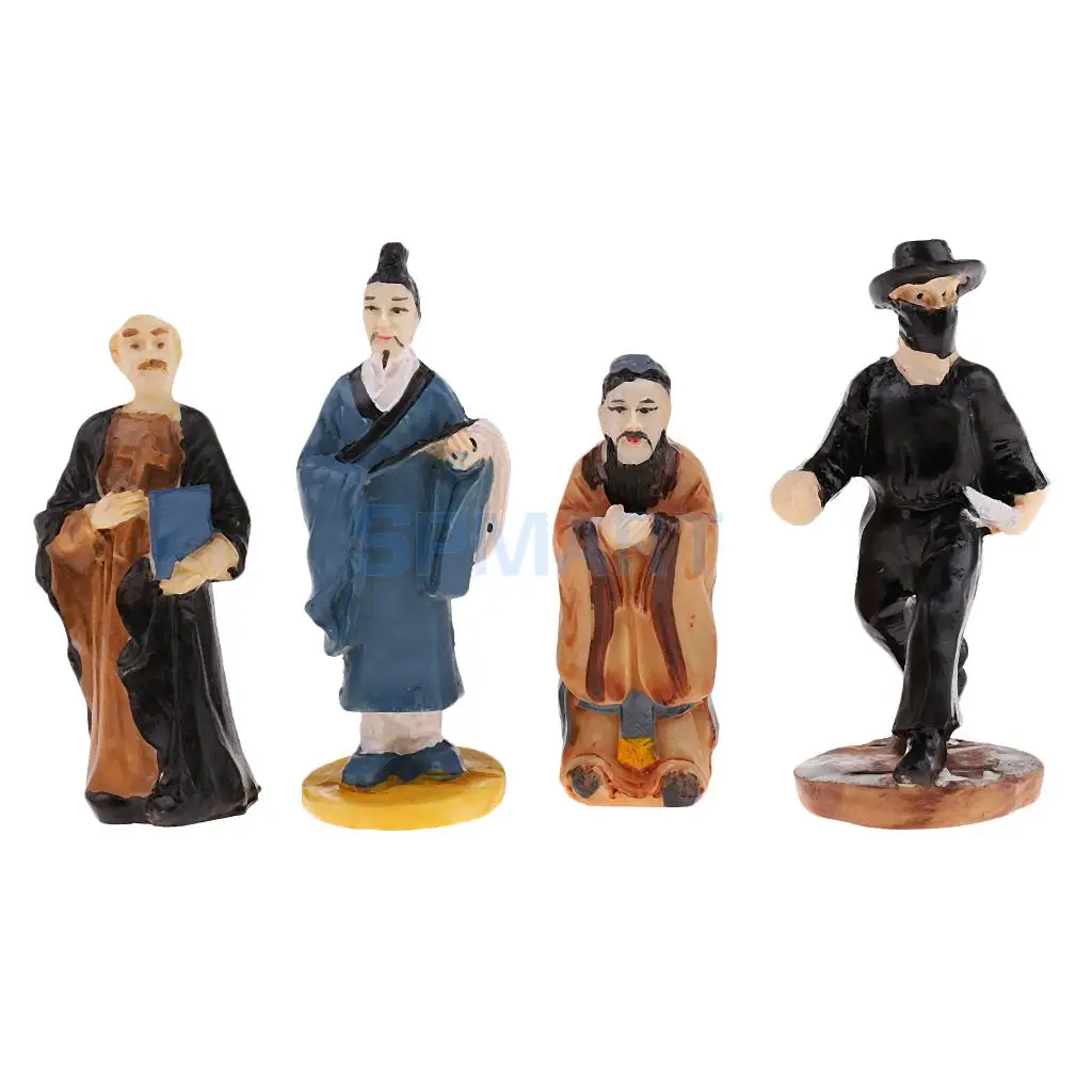 1 Set Resin Figure Model Miniature - Gangster Priest Taoist Priest Confucius for Sand Table Game DIY Accessory