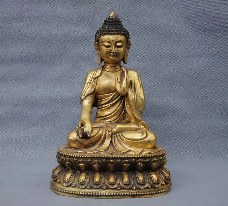 

17" China Tibetan Buddhism Bronze Buddha Lotus Amitabha Statue