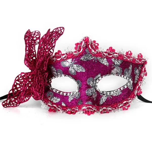 Сексуальная блестящая пудра Венецианская маска Венеция бабочка цветок Свадьба карнавал вечерние представления костюм секс леди маска маскарад - Цвет: rose