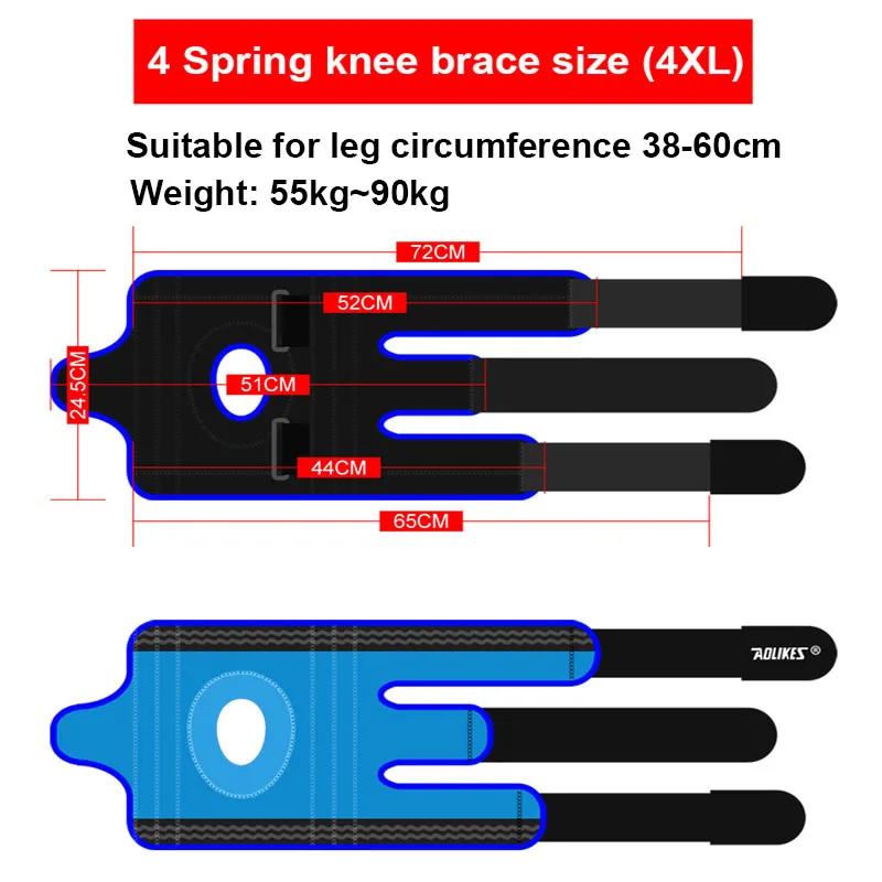 AOLIKES наколенника Поддержка силикагель 6 источники Фитнес колена защитника Баскетбол дышащая колено обертывания плюс Размеры 4XL 6XL наколенники наколенники при артрите наколенники для спорта