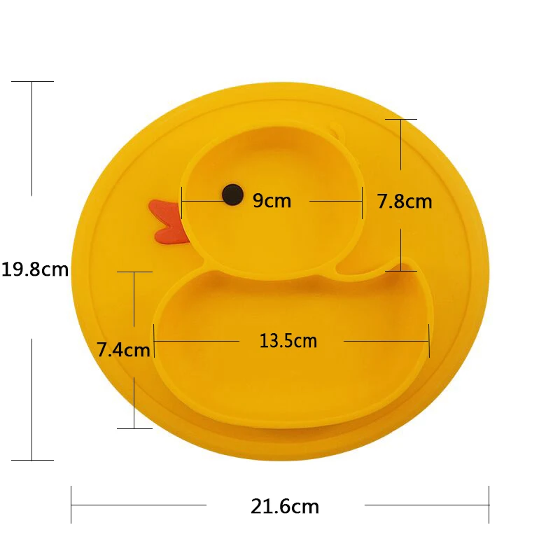 Baby Duck Dishes Silicone Plate Suction Tray Antislip Mini Mat Children Kids Meal Fruits Tray Todder Placemat