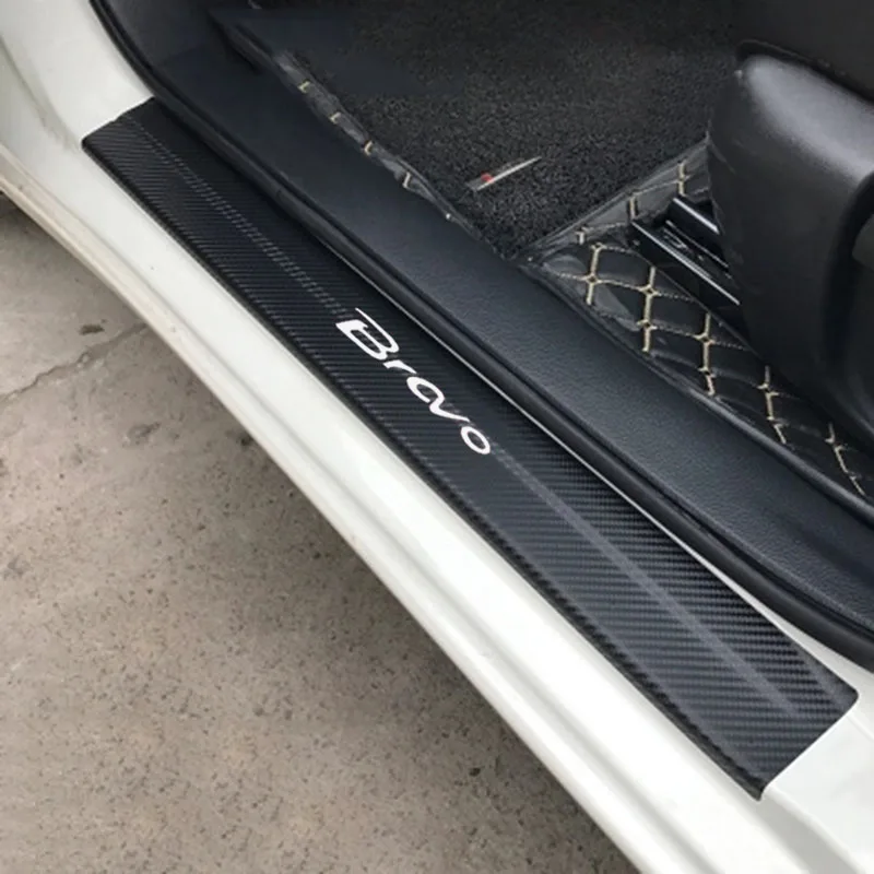 

4pcs Car Door Sill Protector Sticker Carbon Fiber Vinyl Sticker For Fiat Bravo