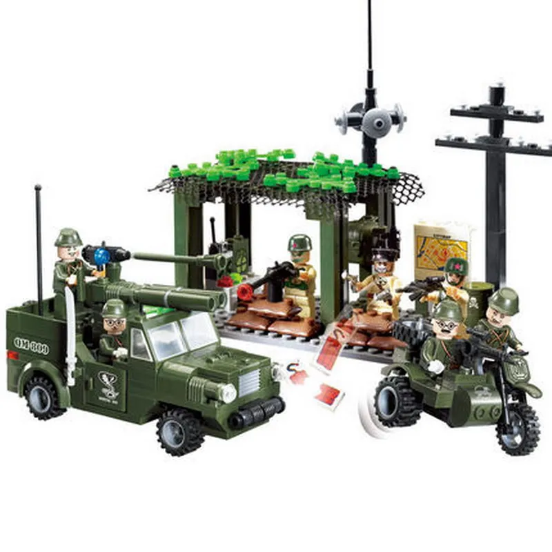

ENLIGHTEN 809 285Pcs Combat Zones Vehicles Army Motorcycle Building Blocks Brick Compatible Technic Playmobil Toys