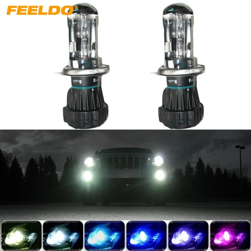 FEELDO 4 пары 35 Вт HID Биксеноновые H4/9003 дальний/ближний свет Сменные лампы 4300K 6000K 8000K