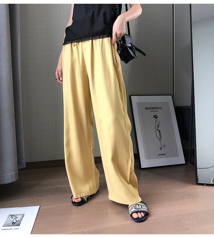 Wide Leg Satin Silk Pants Women Trousers High Waisted Elegant Summer Solid Color Wide Leg Pants Women Satin Trousers Loose New