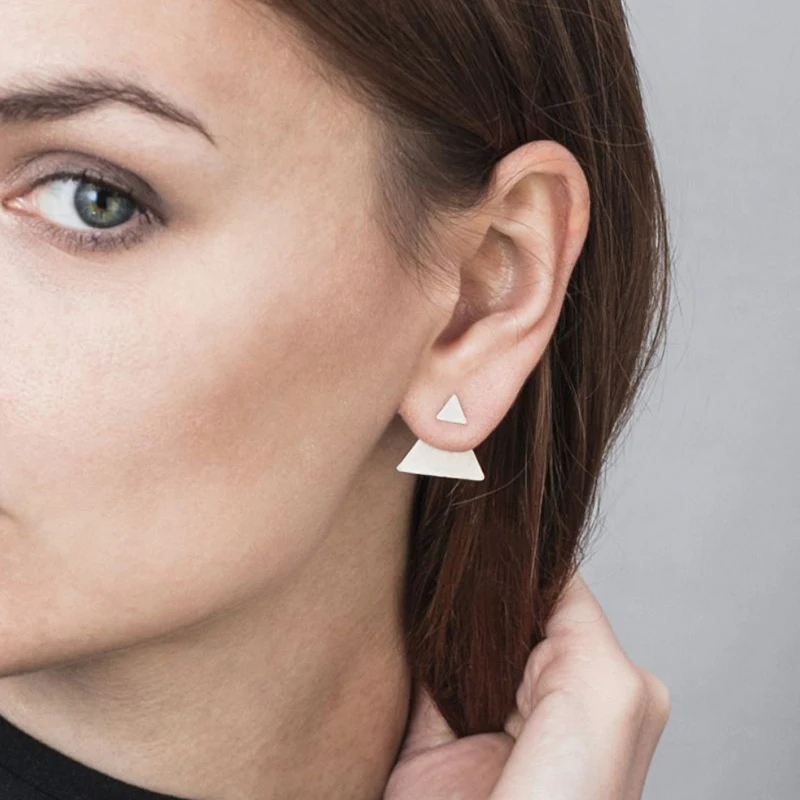 

New Fashion Gold Silver Triangle Stud Earring Brinco For Women Creative Personality Geometric Earrings Jewelry Gifts Oorbellen