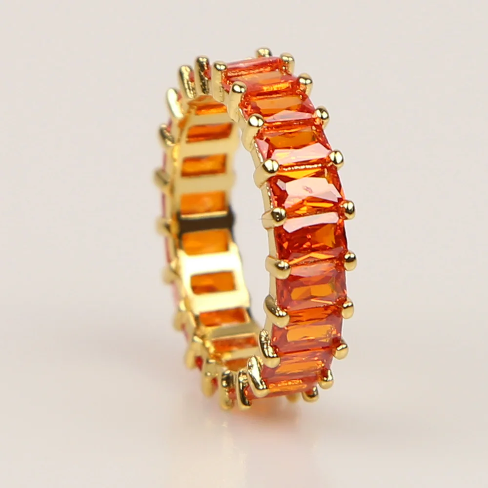 5 цветов дизайн AAA багет кубический цирконий обручальное кольцо красочные cz модное кольцо женские ювелирные изделия