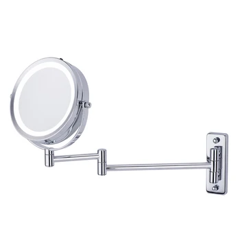 

Wall Mounted Makeup Mirror LED Light Two Sided 360 Rotate Mirror 5X Magnification for Bathroom FPing