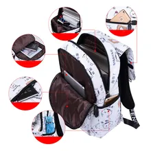 Cute cartoon pattern backpacks USB computer backpack Outdoor travel backpack Female student bag white school bag