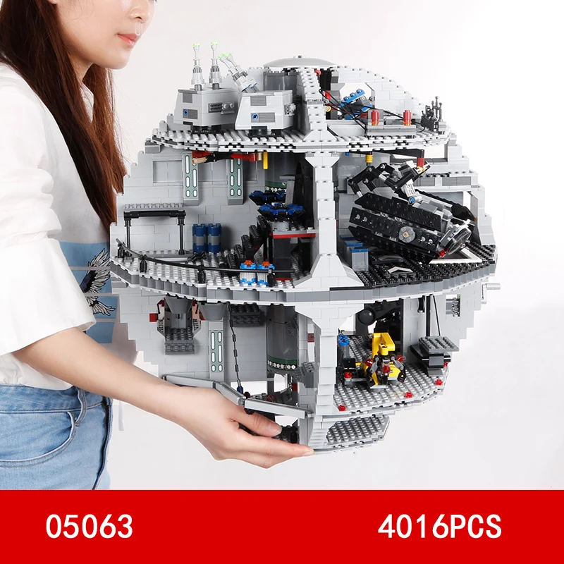 

Hot Movie death star battle plane building block R2-D2 C-3PO robot stormtroopers figures space wars bricks 75159 toys collection