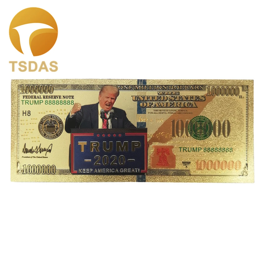 

1pc US Donald Trump 2020 President Banknote Non-currency $1 Million Dollars Gold Banknote