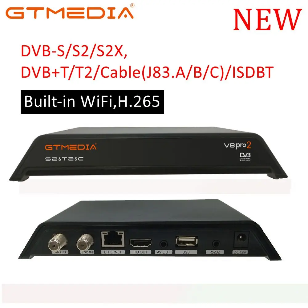 

WiFi HD DVB-T2 Digital Terrestrial Receiver Set top Box with Multimedia Player H.265/MPEG-2/4 Compatible with DVB-T for TV HDTV